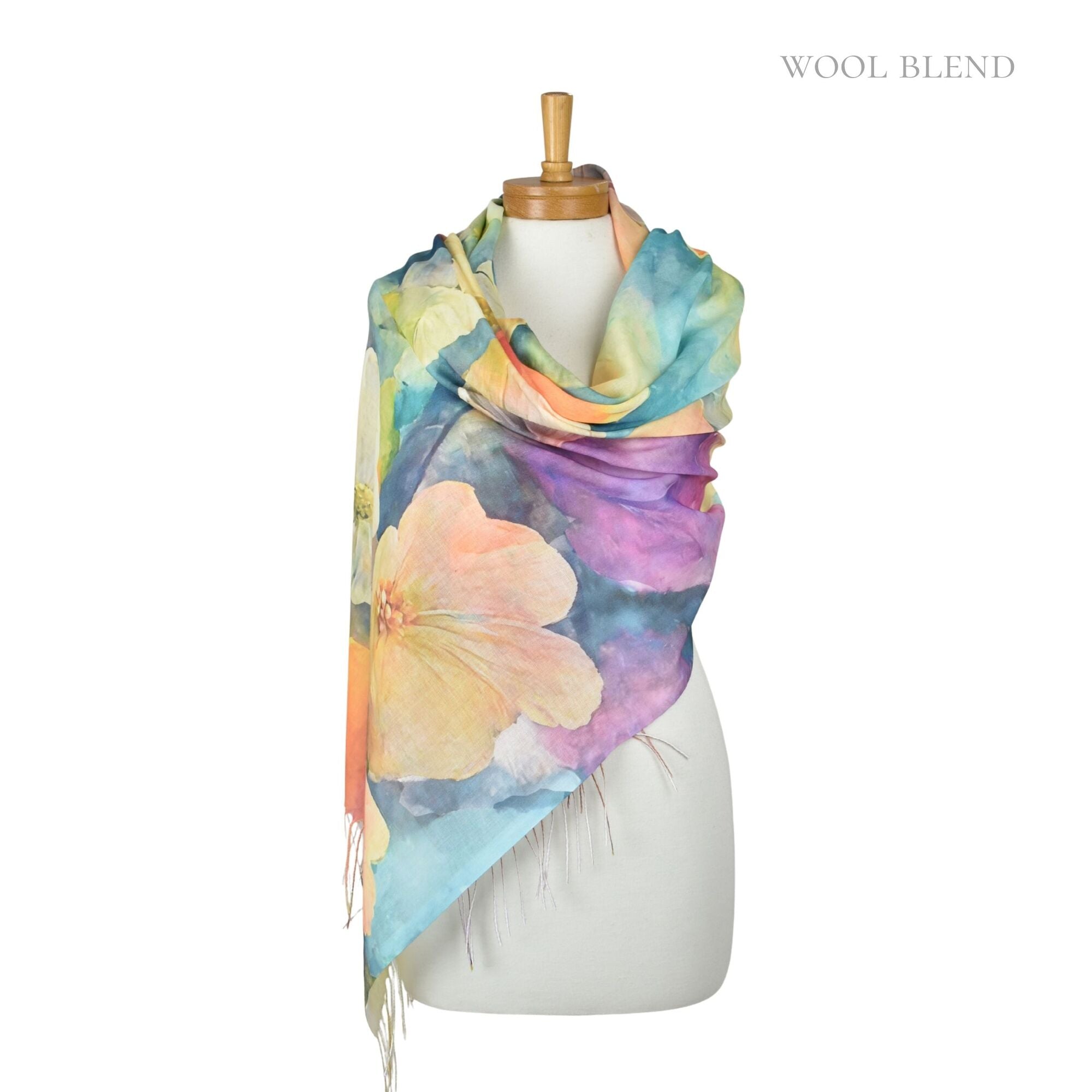 Gardenia Watercolour Scarf Multicolour Scarves and Sarongs Taylor Hill