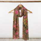 Peony Rose Garden Scarf Brown Scarves and Sarongs Taylor Hill
