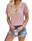 V-neck Button Detailed Top Pink Tops Mutig S(8)