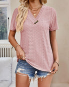 V-neck Button Detailed Top Pink Tops Mutig