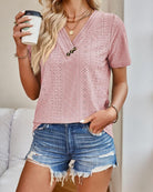 V-neck Button Detailed Top Pink Tops Mutig