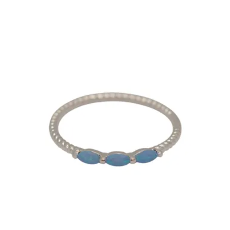Tri Marquise Oval Twist Ring Silver/Blue Rings Fabienne 6