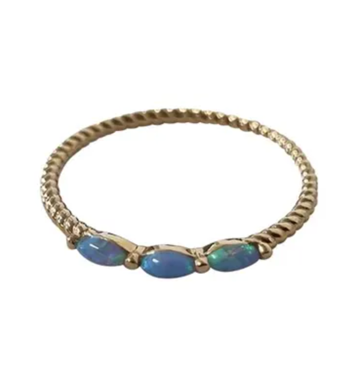 Tri Marquise Oval Twist Ring Gold/Blue Rings Fabienne 9