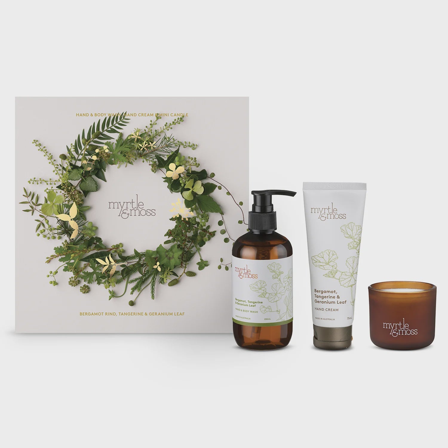 Christmas Trio Christmas Candles Bergamot Rind Tangerine & Geranium Leaf Gifts and Accessories Myrtle & Moss