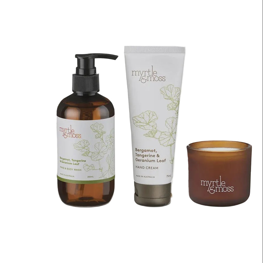 Christmas Trio Christmas Candles Bergamot Rind Tangerine & Geranium Leaf Gifts and Accessories Myrtle & Moss
