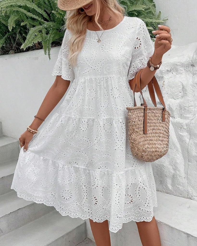 Tamara Eyelet Dress White Dresses Mutig S(8-10)