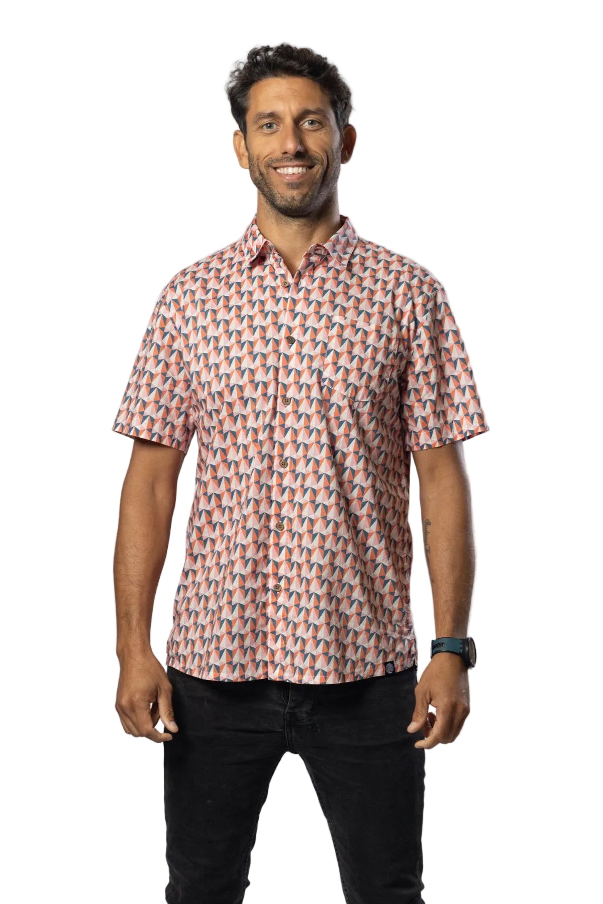 Tessellate Cotton Mens Shirt Mens Tops Skumi S