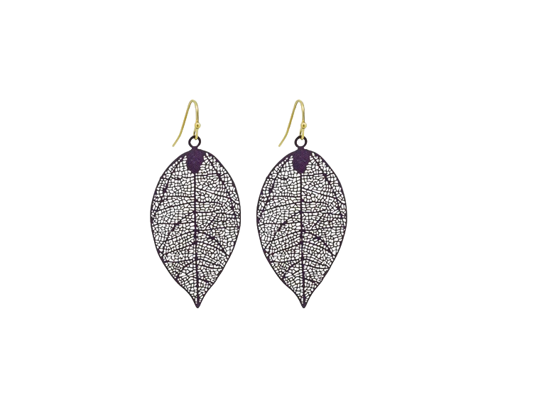 Tiger Tree Aubergine Leaf Hook Earrings Earrings Tiger Tree   