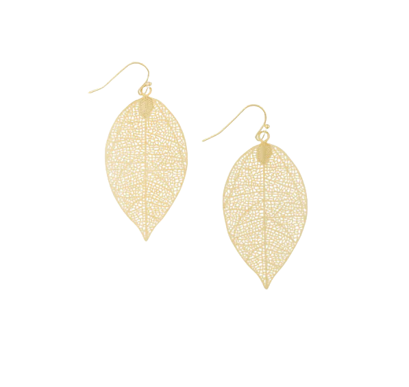 Tiger Tree Small Leaf Earrings Gold Earrings Tiger Tree   