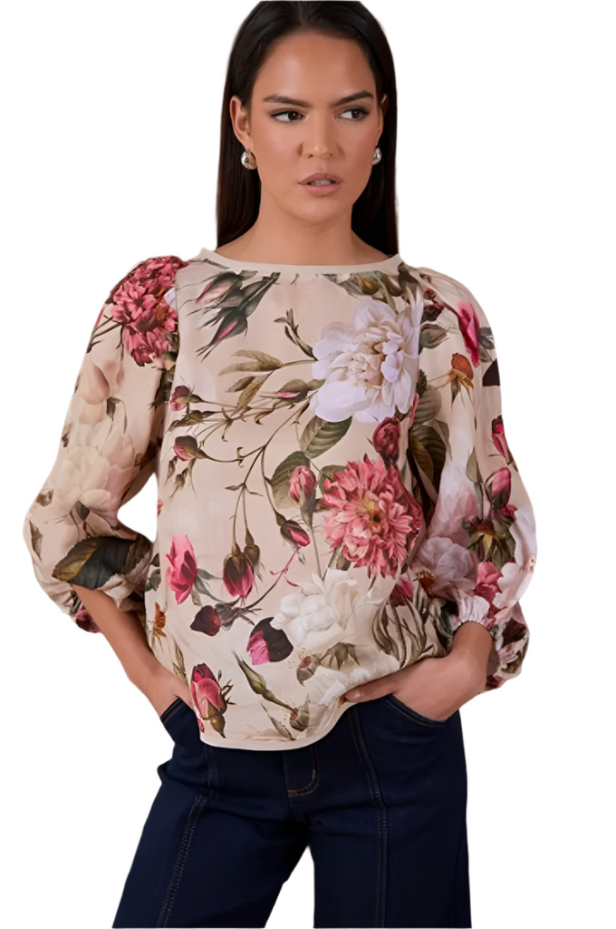 Marion Linen Floral Top Print Tops Adorne S(8)