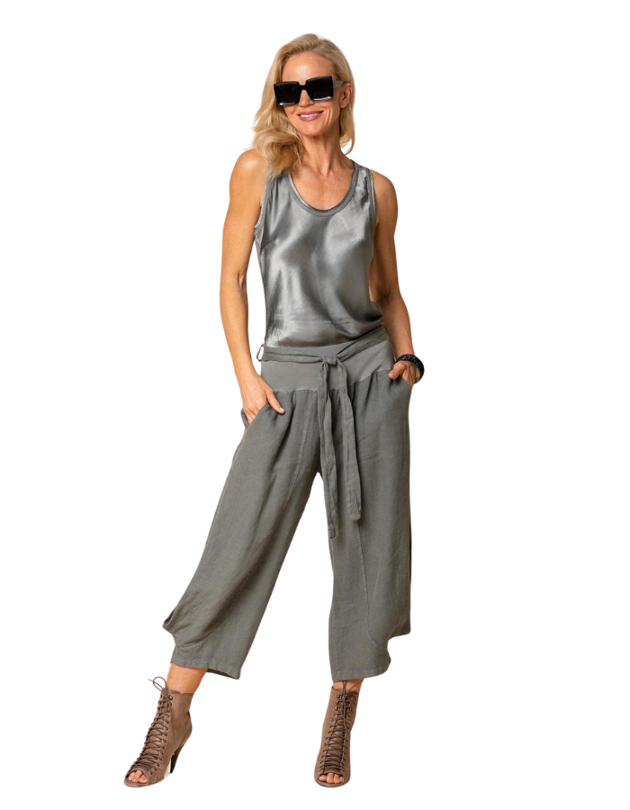 Addison Linen Pants in Gum Leaf - Global Free Style