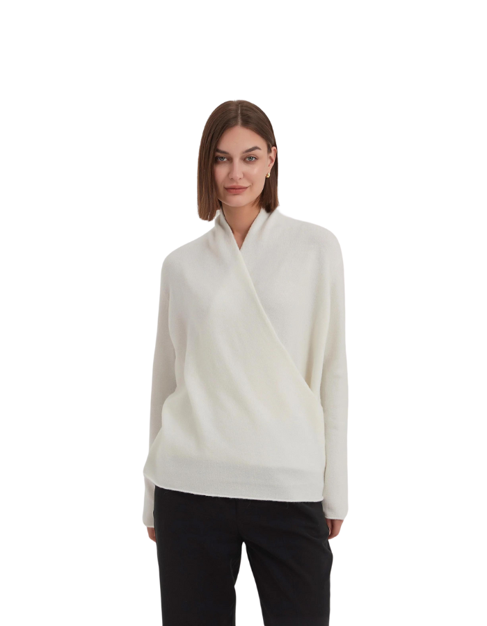 Wrap Front Knit Cream - Global Free Style