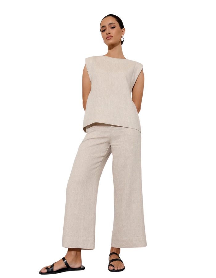 Nisha Cropped Linen Pant Natural Bottoms Adorne 8  