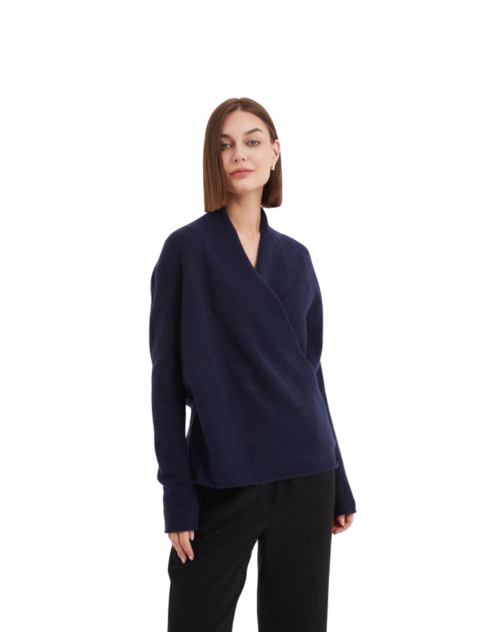 Wrap Front Knit Navy - Global Free Style