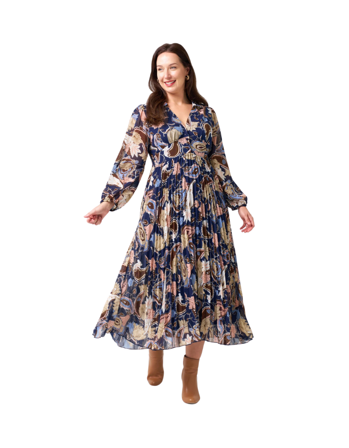 Clematis Dress Navy Floral - Global Free Style