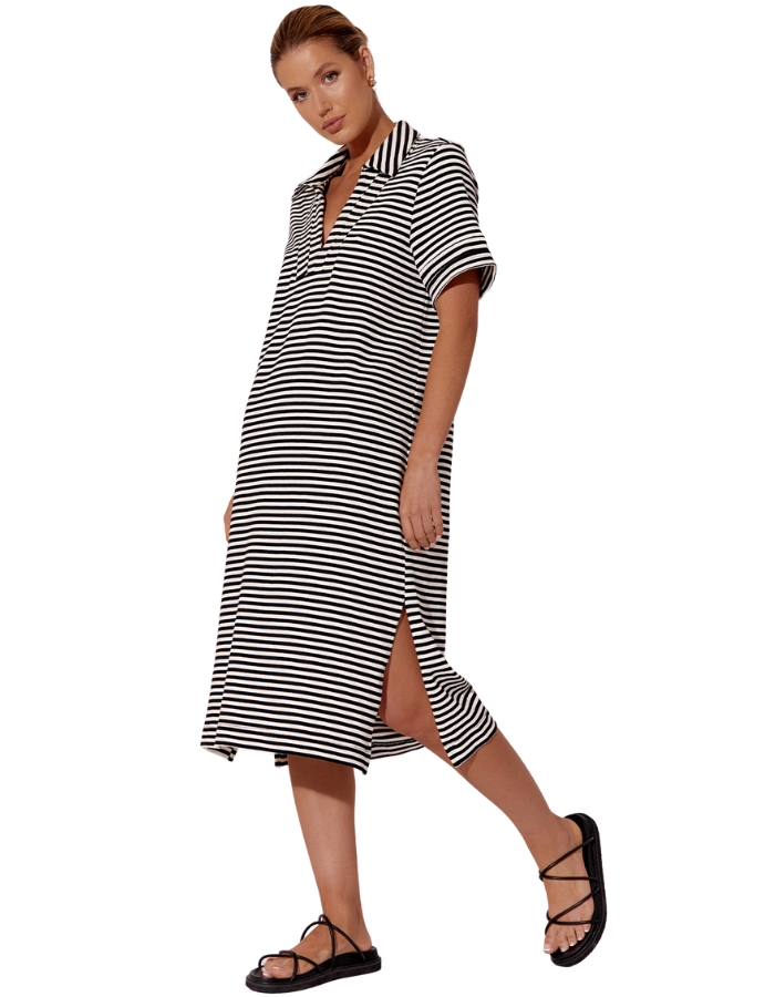 Melanie Stripe Knit Midi Dress - Global Free Style