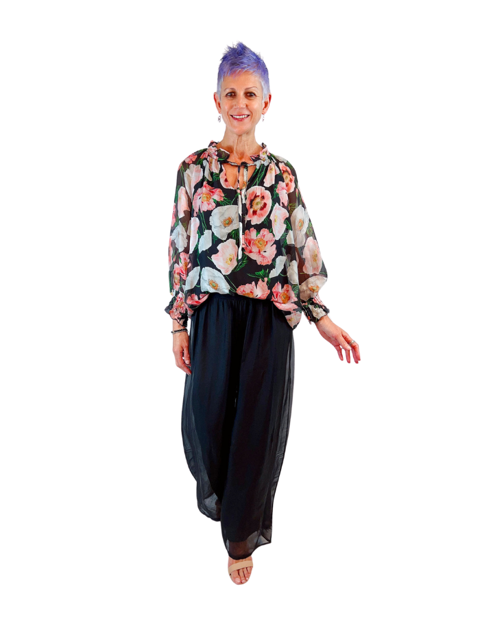 La Strada Silk Pants Black - Global Free Style
