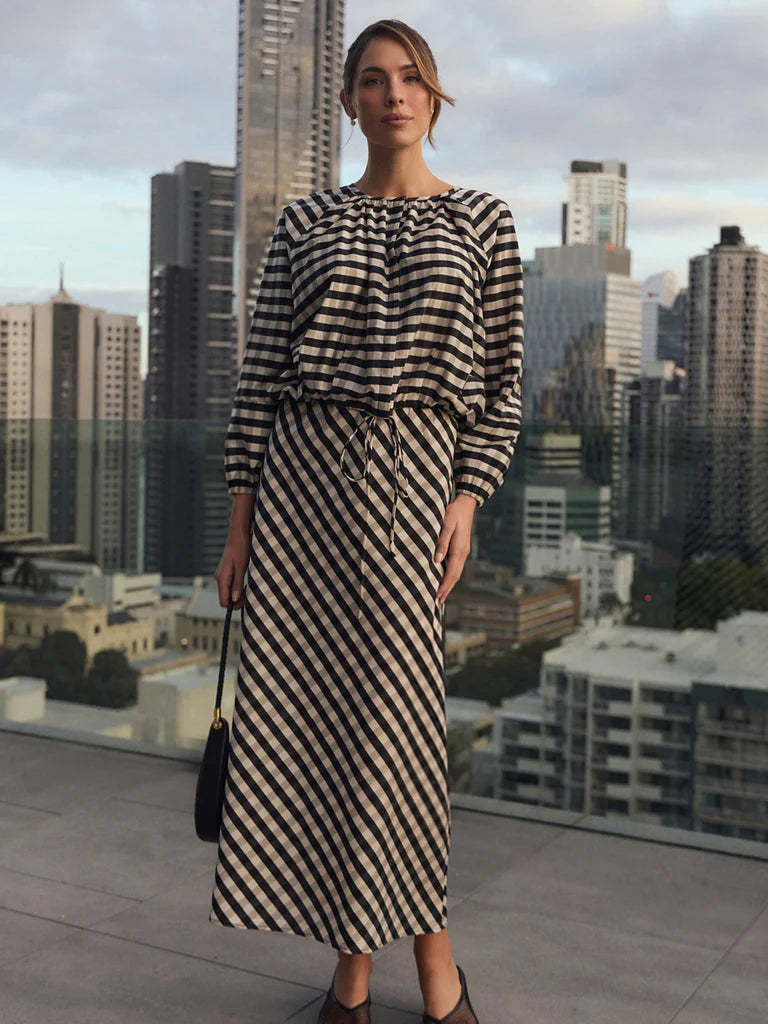 Mae Gingham Maxi Skirt Print Skirts Adorne