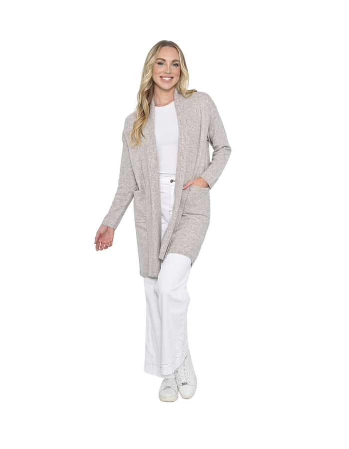 Long Cardigan With Pocket Beige - Global Free Style