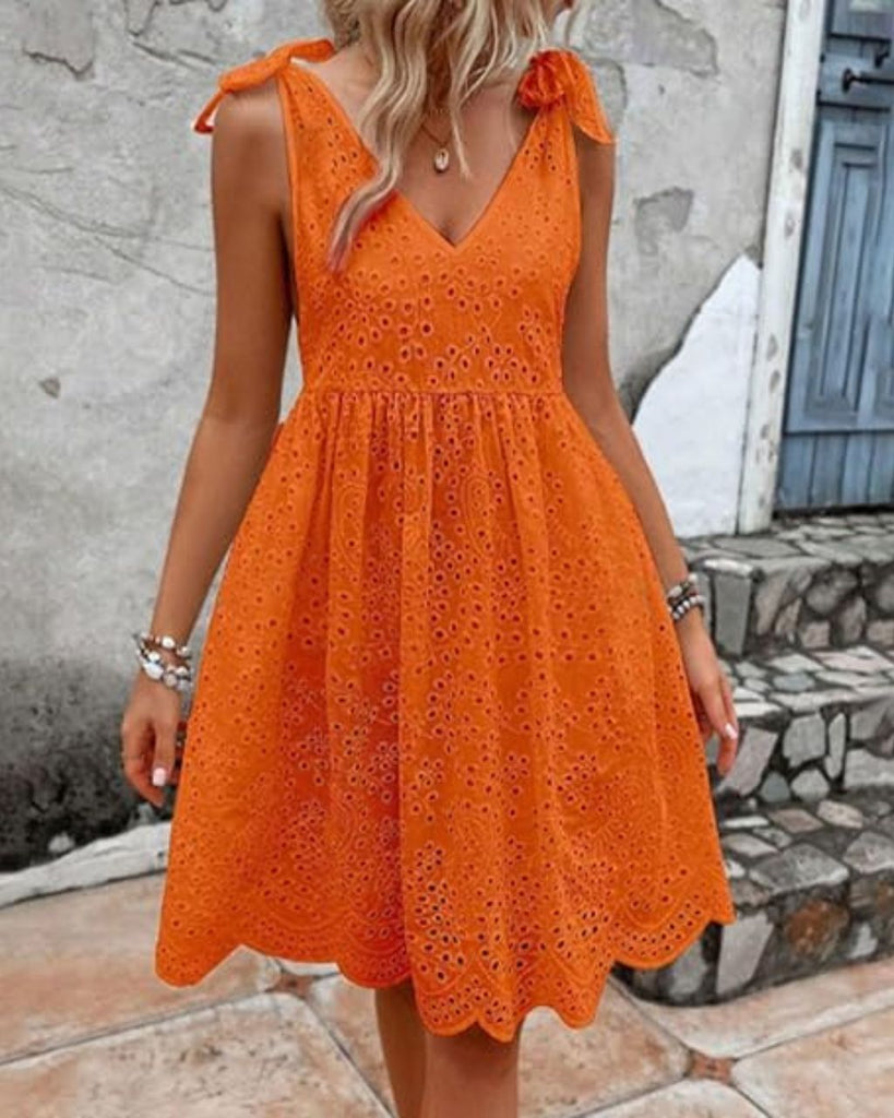 Vicki Eyelet Dress Orange Dresses Mutig