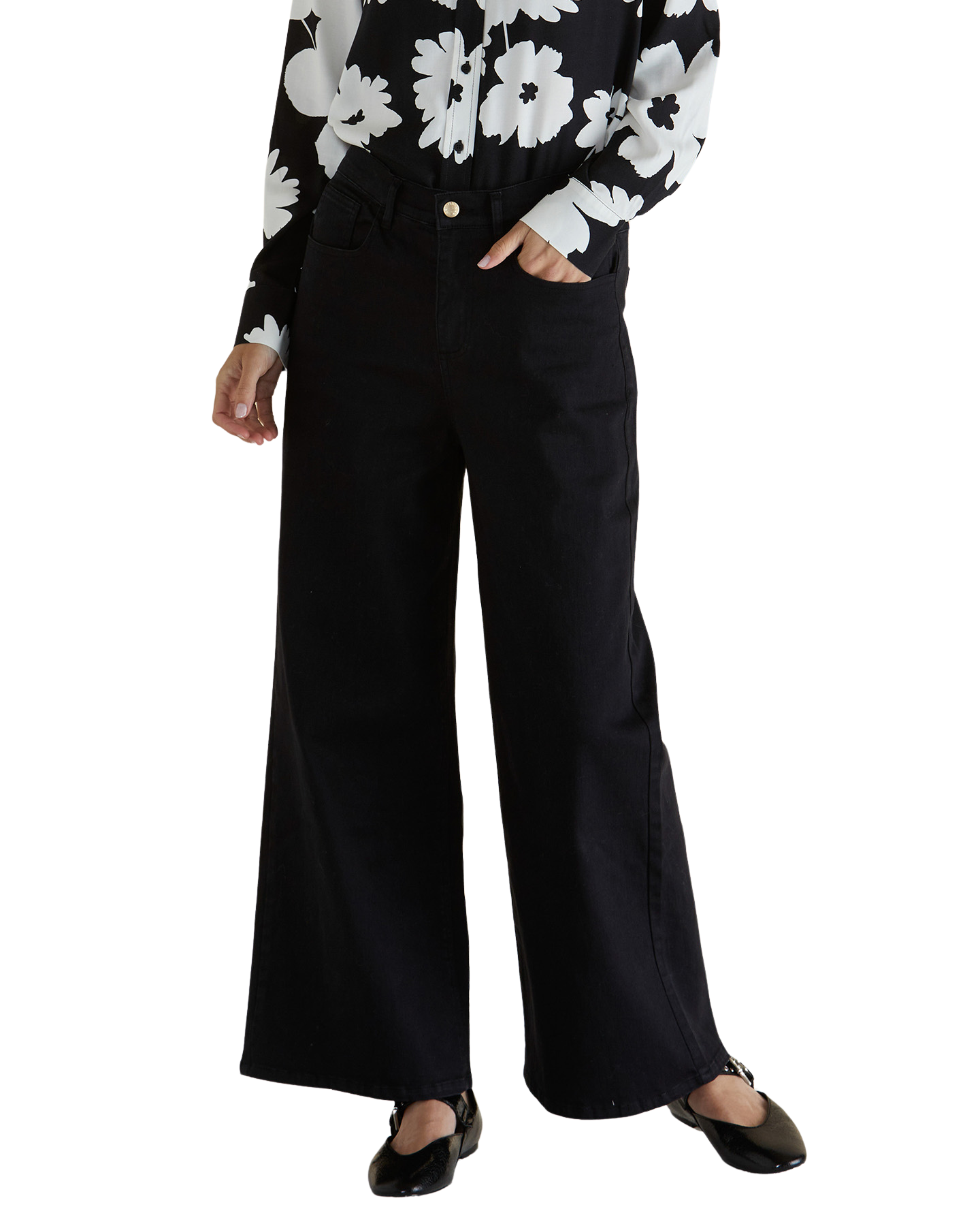 Wilma Wide Leg Jean - Black Bottoms Betty Basics 8