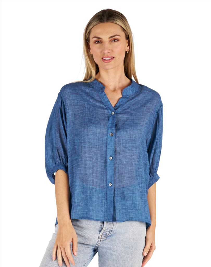 Aurora Top Denim Blue Tops Worthier S/M(8-10)  