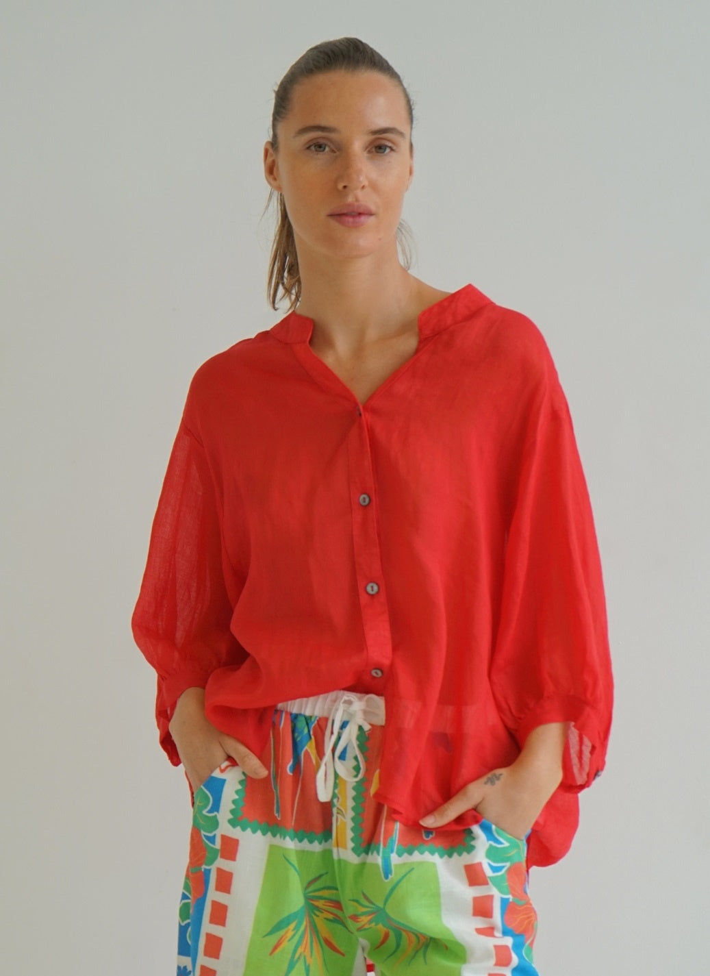 Aurora top red Tops Worthier