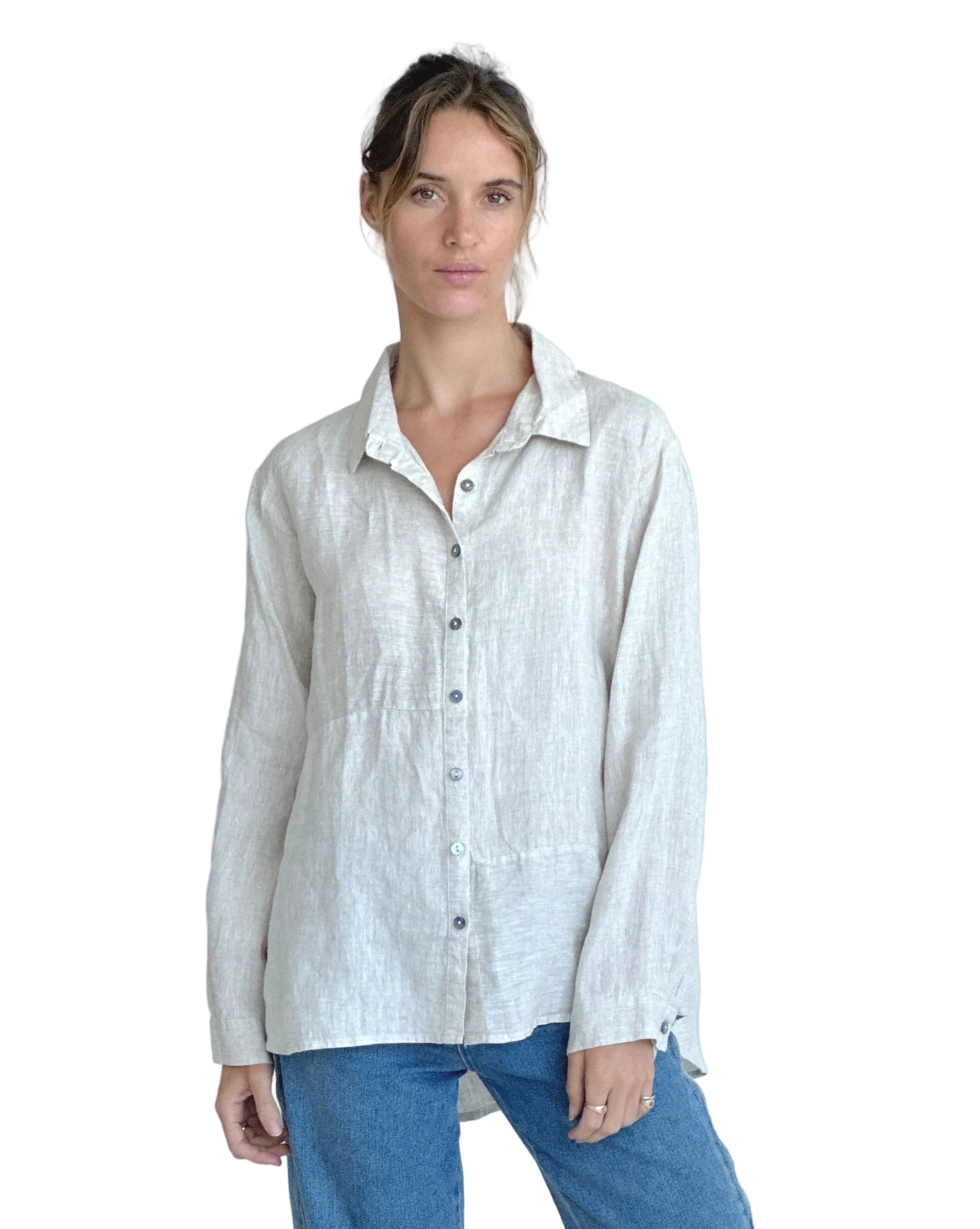 Milla Linen Shirt Beige Tops Worthier S/M(8-12)
