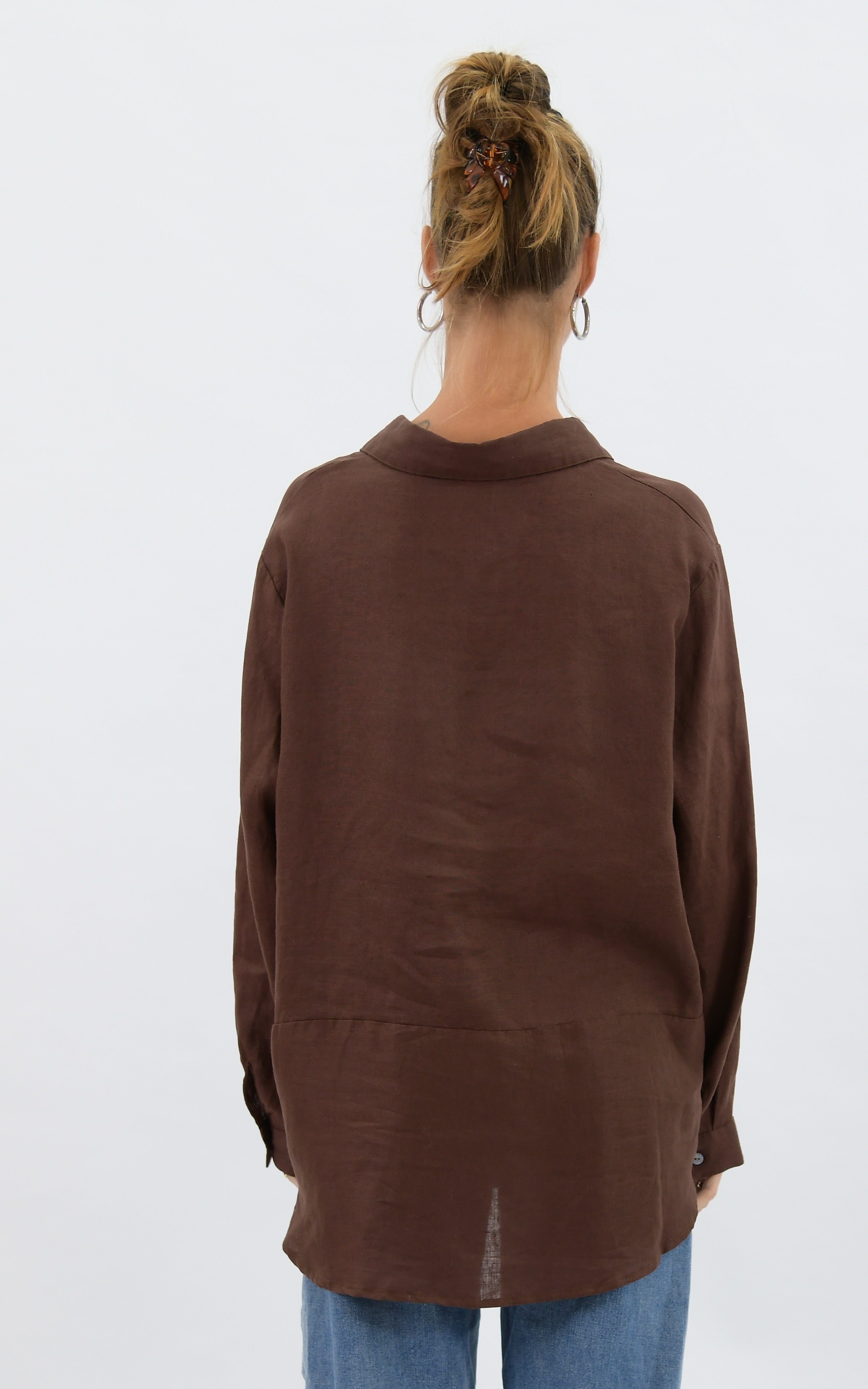 Milla Linen Shirt Chocolate Tops Worthier