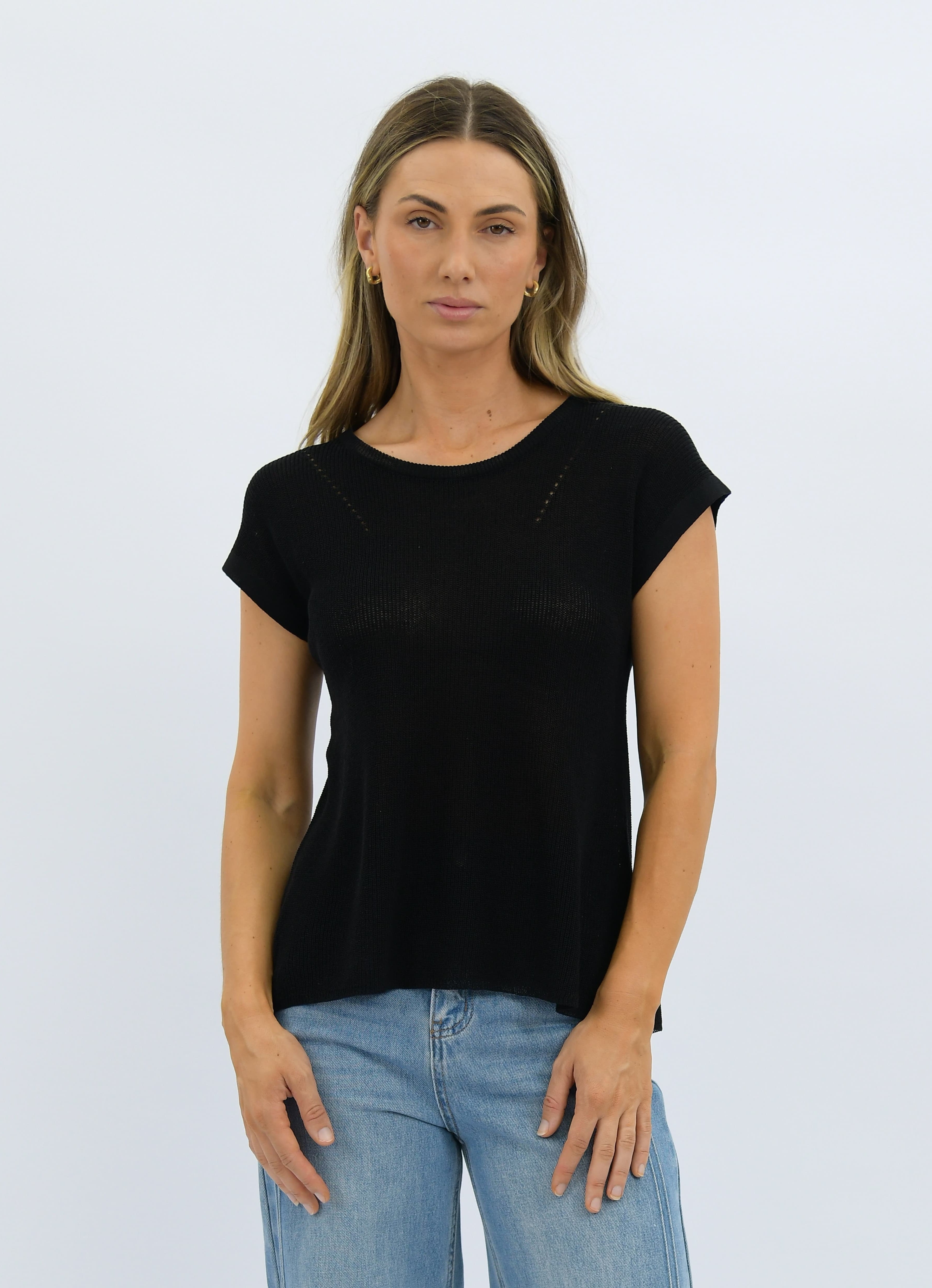 Sunday Linen Cotton Top Black Tops Worthier S/M(8-12)