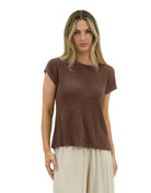 Sunday Linen Cotton Top Chocolate Tops Worthier S/M(8-12)
