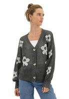 Dana Linen/Cotton Knit Cardi Charcoal - Global Free Style