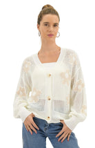 Dana Linen/Cotton Knit Cardi White Tops Worthier S/M(8-10)