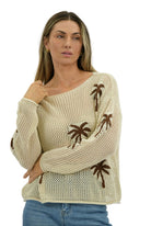 Sunset Shore Linen/Cotton Knit Cardi Beige - Global Free Style