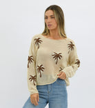 Sunset Shore Linen/Cotton Knit Cardi Beige - Global Free Style