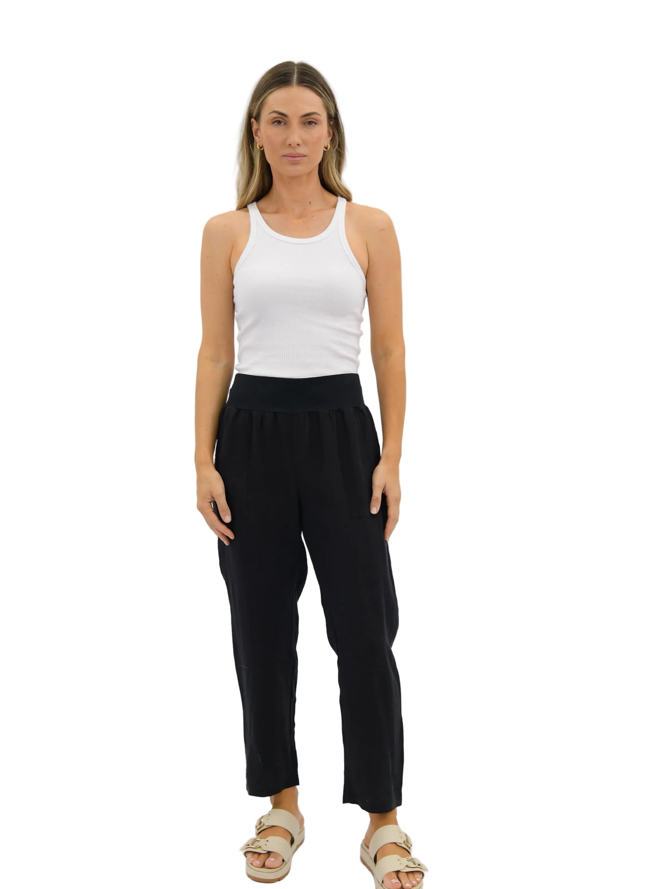 Sybul Linen Pant Black Bottoms Worthier S/M(8-10)