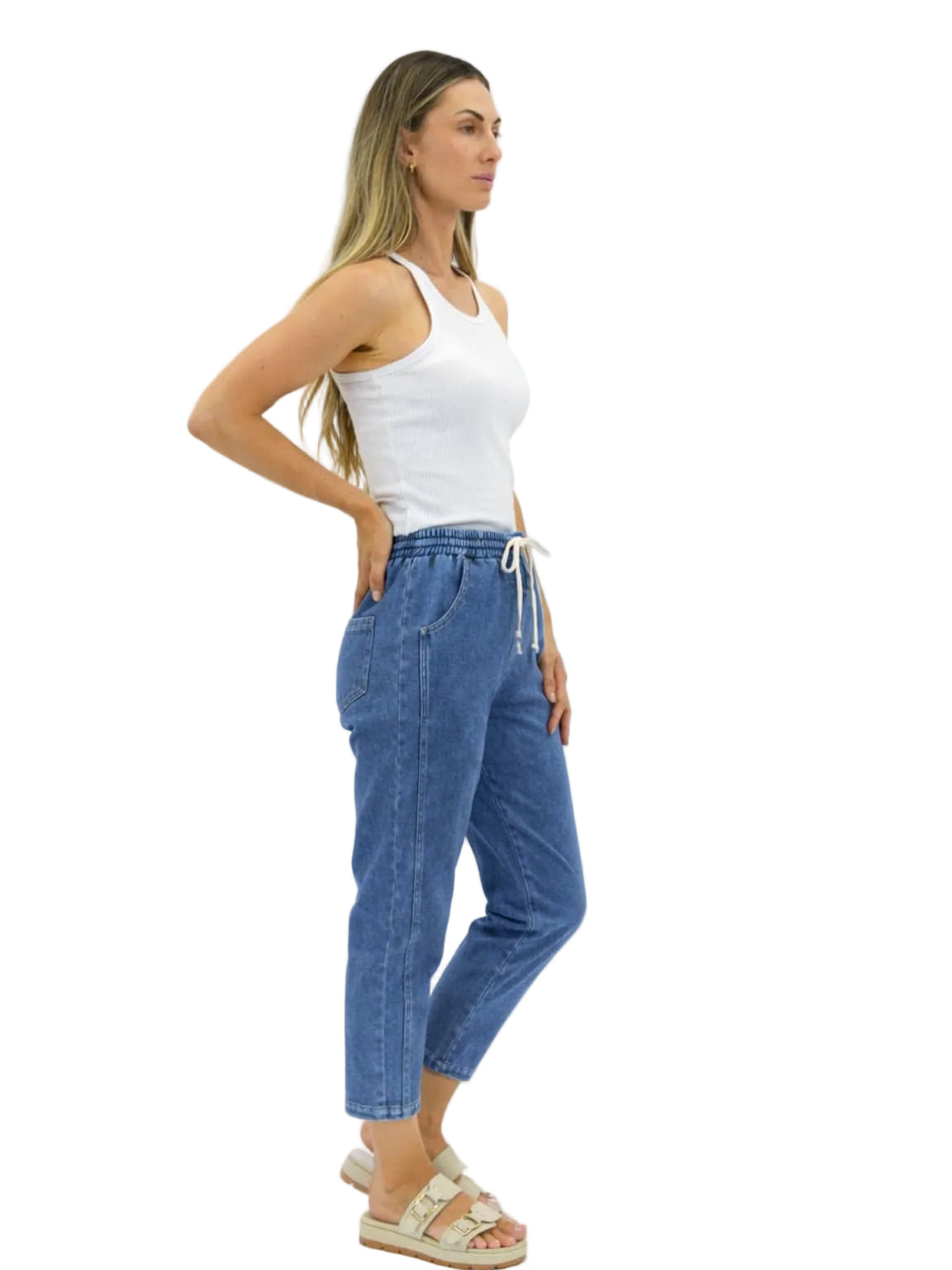 Veda Wash Joggers Denim Blue Bottoms Worthier S/M(8-10)