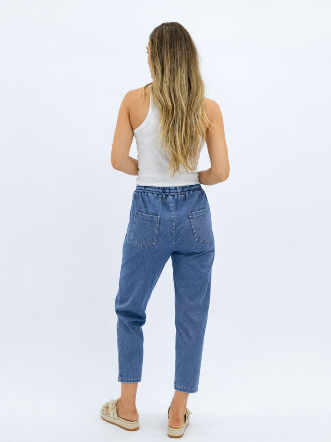 Veda Wash Joggers Denim Blue Bottoms Worthier