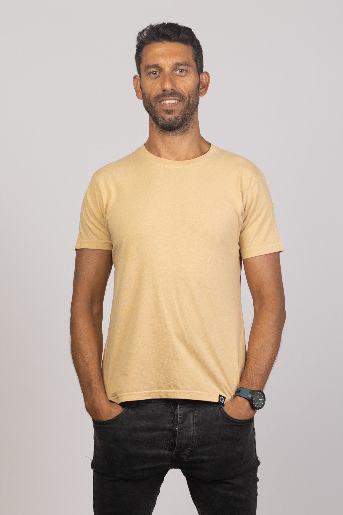 Warm Sand Organic Cotton T shirt Mens Tops Skumi