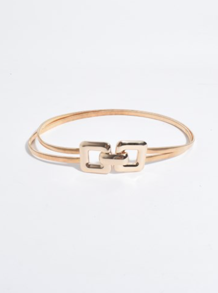 Double Slinky Square Buckle Belt Gold Belts Adorne