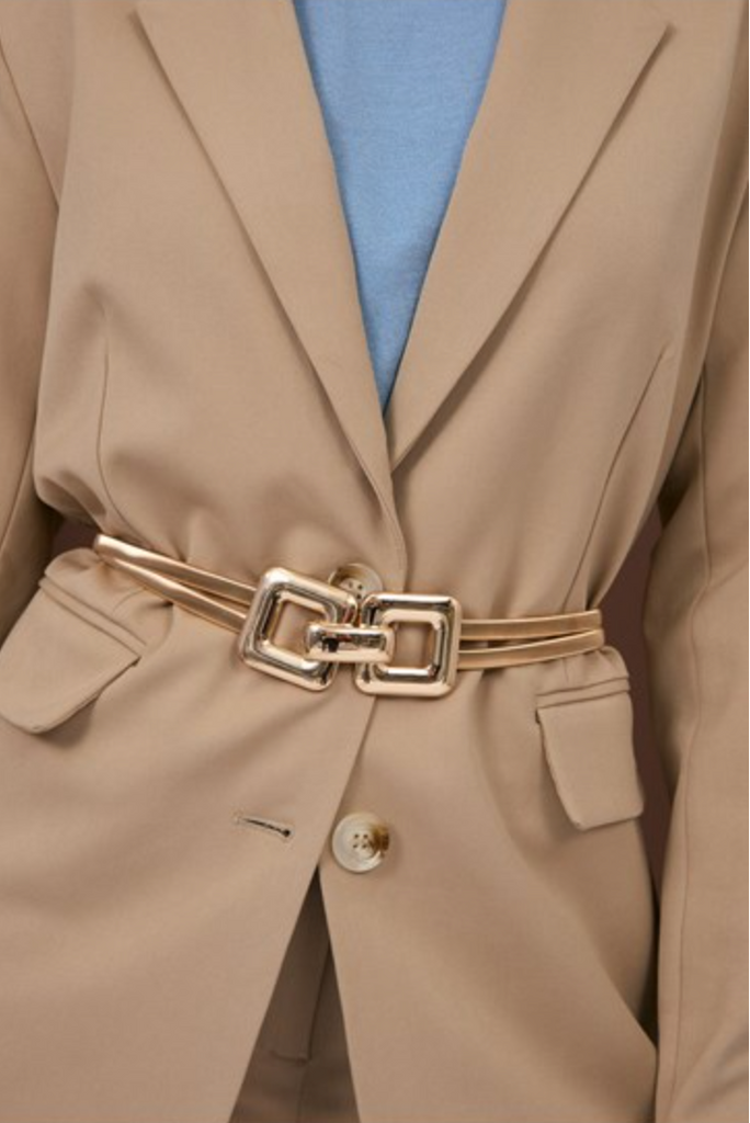 Double Slinky Square Buckle Belt Gold Belts Adorne