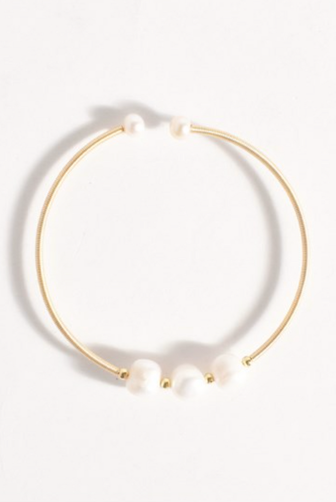 Fine Wire Freshwater Pearl Cuff Gold Bracelets and Bangles Adorne