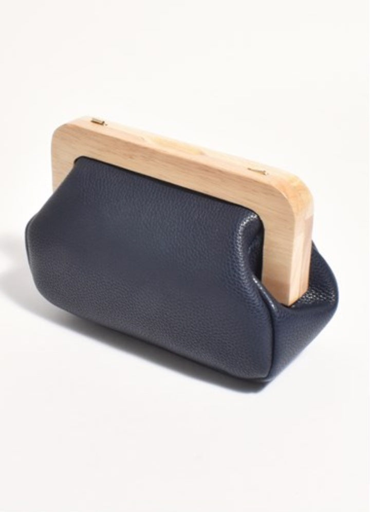 Kimmi Timber Frame Clutch Navy Bags and Purses Adorne   