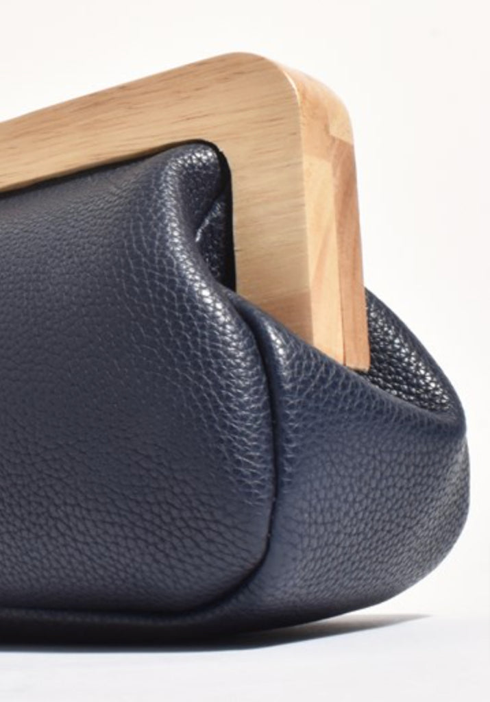 Kimmi Timber Frame Clutch Navy Bags and Purses Adorne   