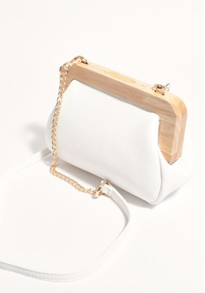 Kimmi Timber Frame Clutch White Bags and Purses Adorne   