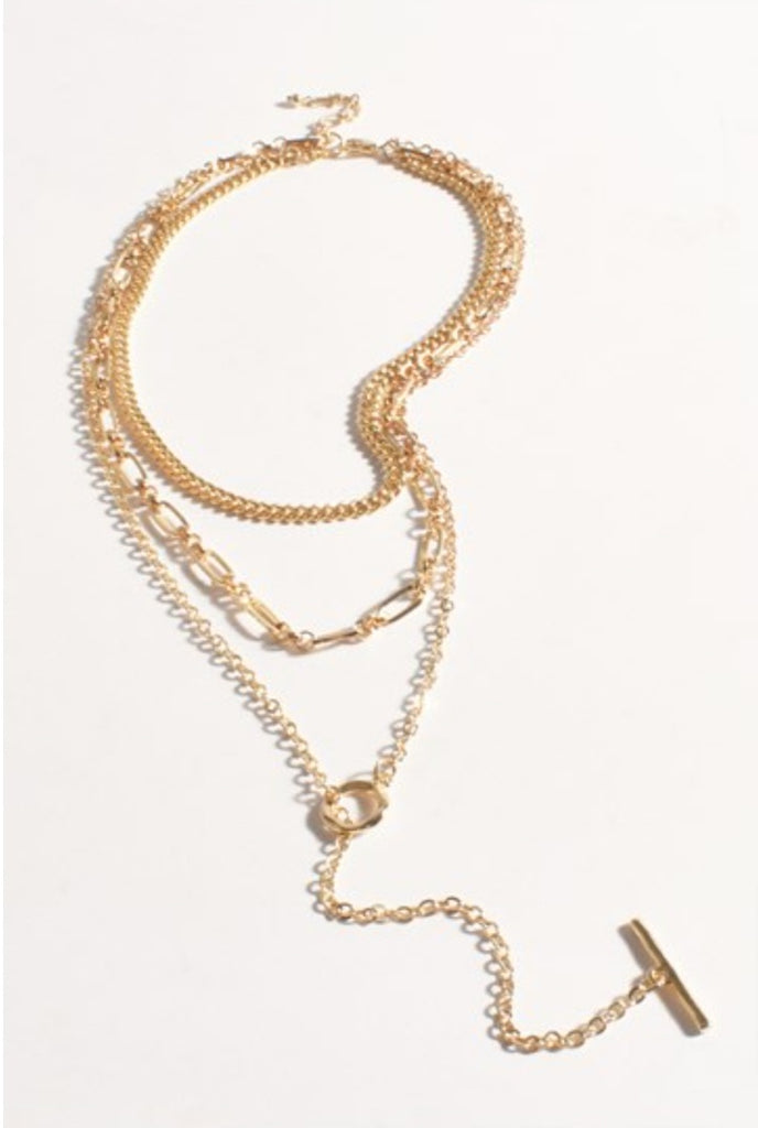 Layered Fob Bar Necklace Gold - Global Free Style
