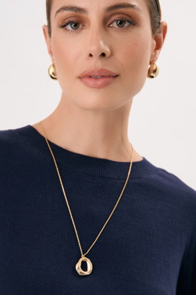 Long Ring Drop Pendant Necklace Gold Necklaces Adorne