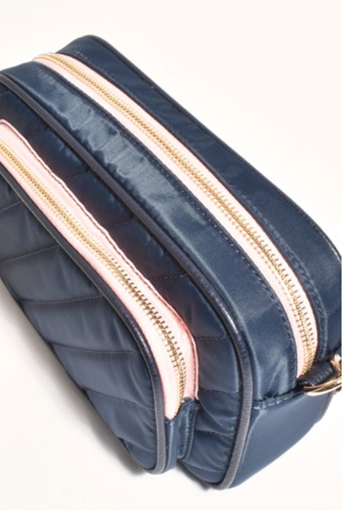 Louisa Contrast Zip Cross Body Bag Navy Bags and Purses Adorne   