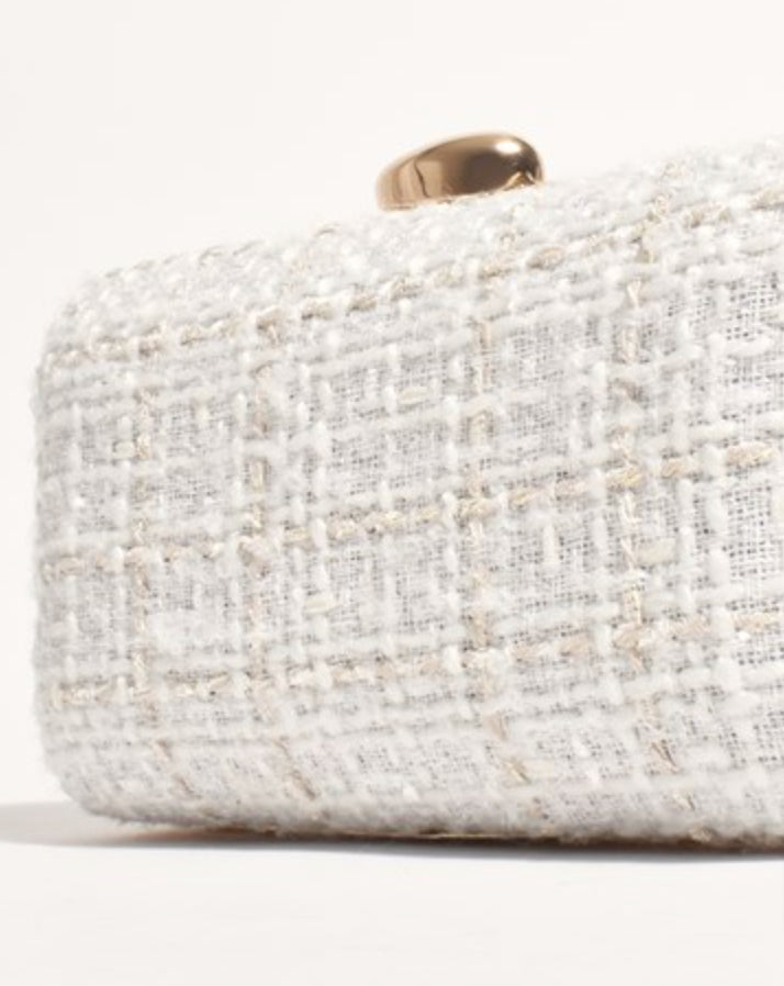 Luisa Boucle Structured Clutch White - Global Free Style