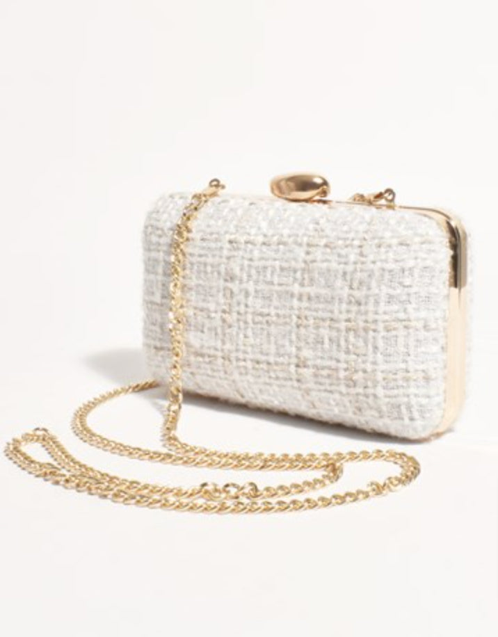 Luisa Boucle Structured Clutch White - Global Free Style